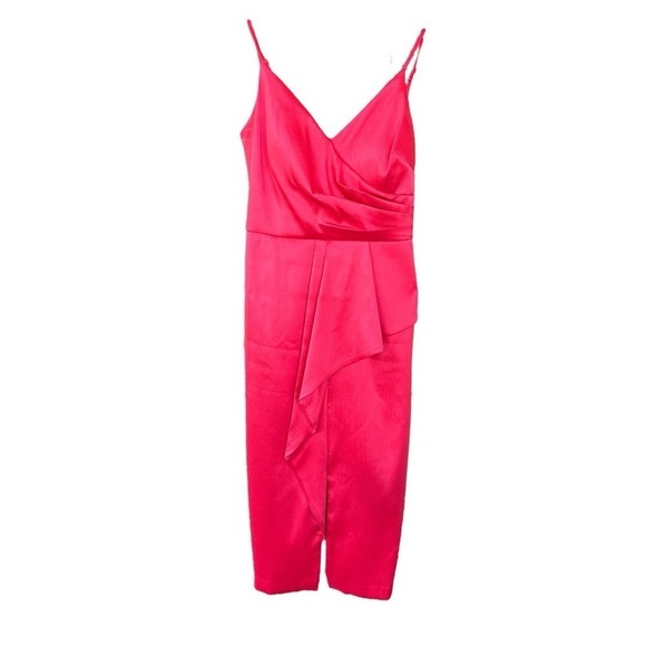 VINCE CAMUTO, NWOT, WOMENS GATHERED SHEATH MIDI DRESS IN CHERRY COLOR. SIZE 4 - Picture 3 of 8